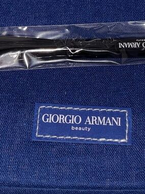 Giorgio Armani Black Makeup Brush on Blue Pouch